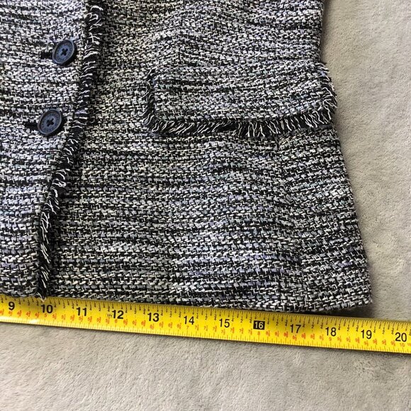Karl Lagerfeld Paris Tweed Pattern Fringe Blazer - Picture 13 of 14